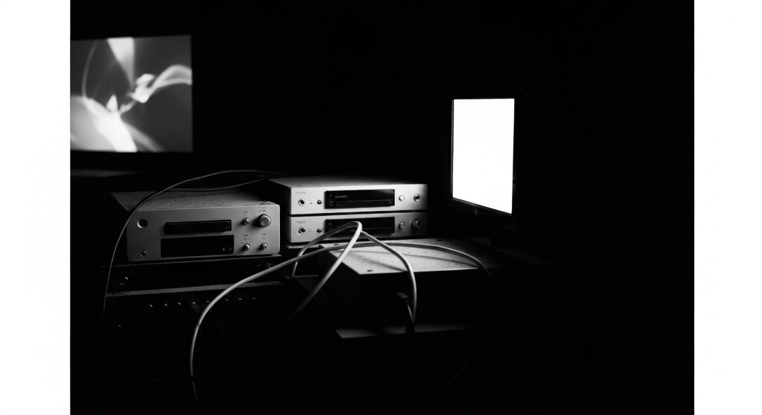 Legacy media-player hardware being replaced by a modern flat screen